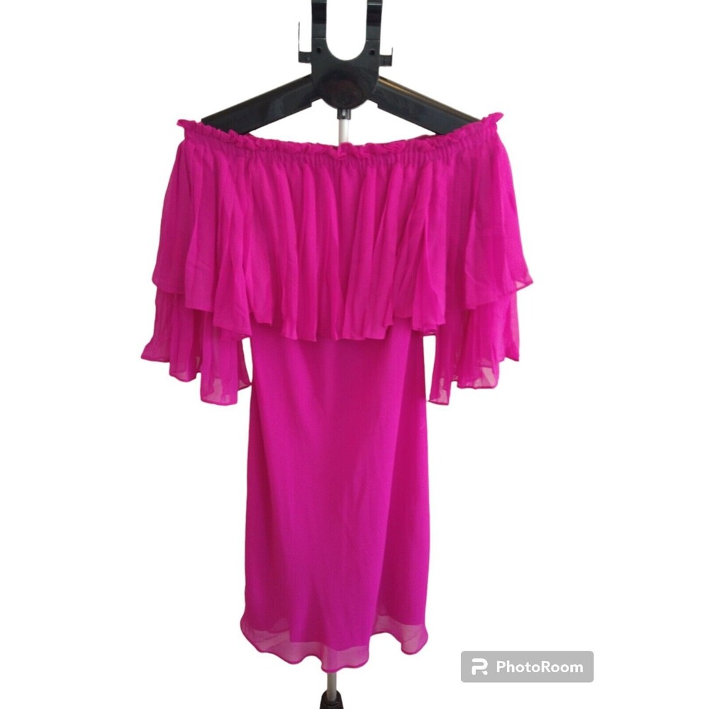 Lauren Ralph Lauren Ruffled Off ShouldeDress Sz 4 Pink Feminine Boho Cottagecore